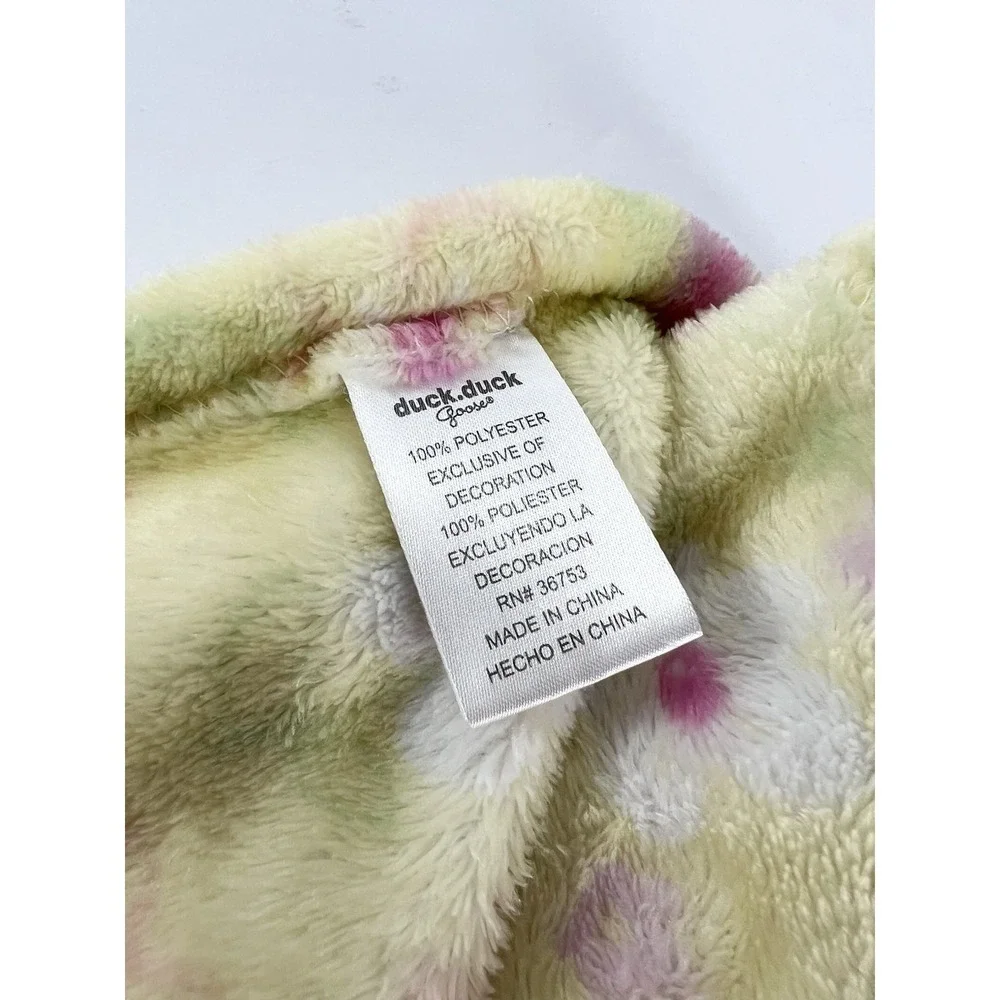 Duck Duck Goose Floral Baby Blanket Yellow Pink Flowers Plush Fleece Lovey